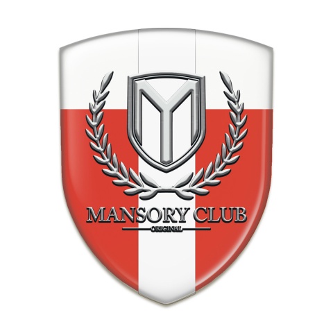Mansory Domed Emblem red White with White Ribbon 