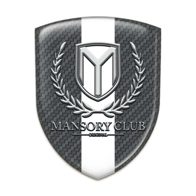 Mansory Emblem Exterior dark Grey Carbon with White Ribbon 