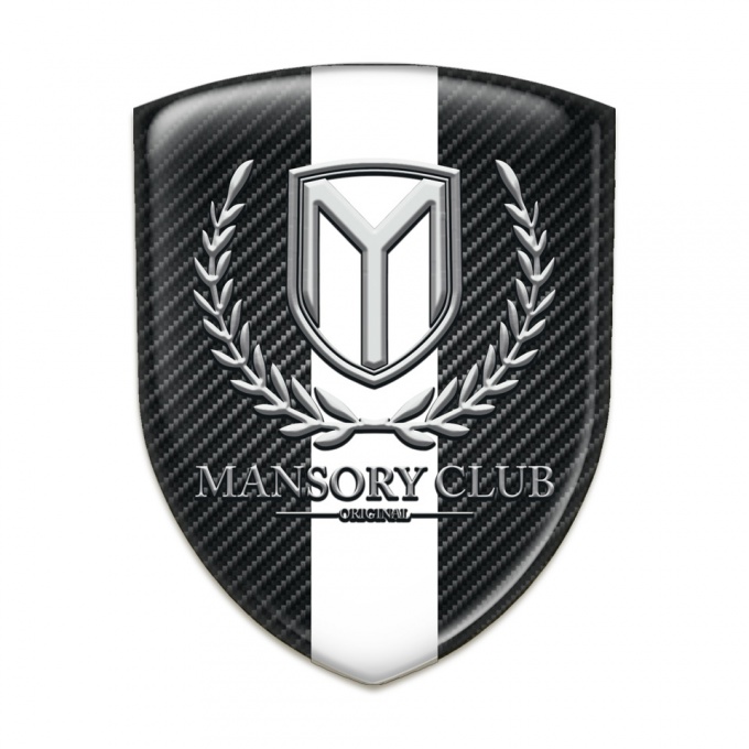 Mansory Tuning Badge  Black Carbon with White Ribbon 