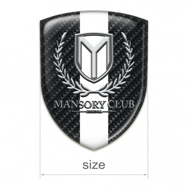 Mansory Self Adhesive Car logo Emblem dark carbon with White Ribbon 