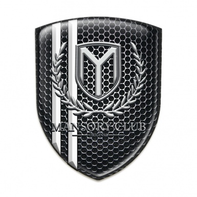 Mansory Silicone Car Decal Badge Perforated Steel with White Stripes 
