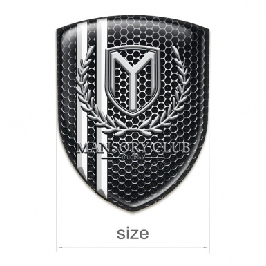Mansory Silicone Car Decal Badge Perforated Steel with White Stripes 