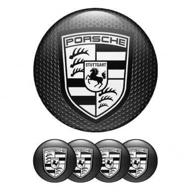Porsche Domed Stickers for Wheel Center Caps Steel