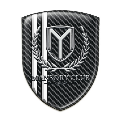 Mansory Silicone Badge Black carbon with White Stripes 
