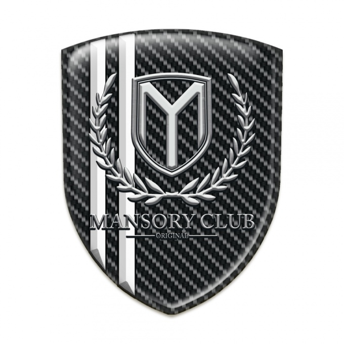 Mansory Silicone Badge Black carbon with White Stripes 