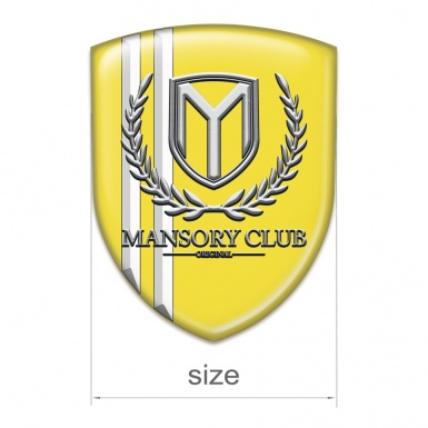 Mansory Self Adhesive Car logo Emblem Yellow with White stripes 