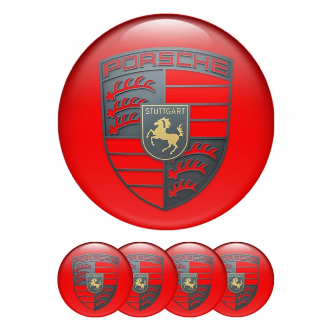 Porsche Wheel Emblems Exclusive Red Edition