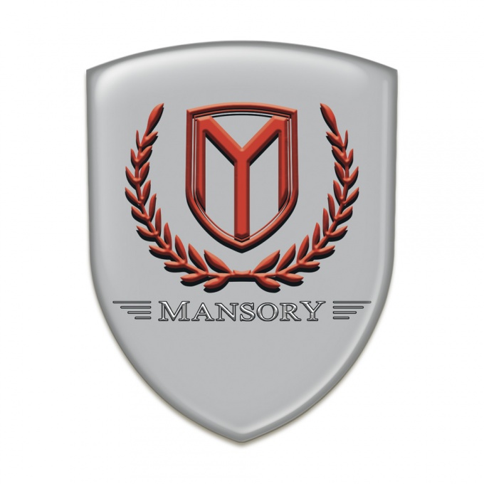 Mansory Car Interior Badge Grey Base Red Logo 