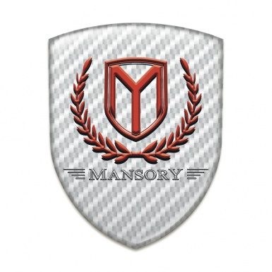 Mansory Self Adhesive Car logo Emblem White Carbon red Logo 