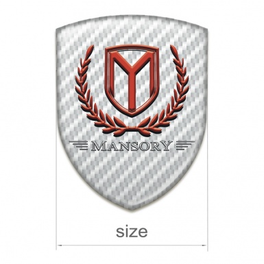 Mansory Self Adhesive Car logo Emblem White Carbon red Logo 