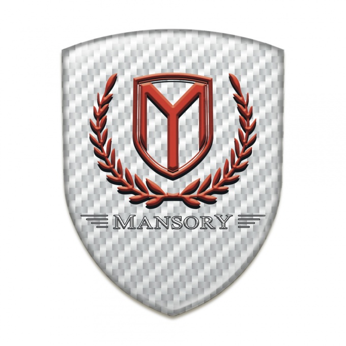Mansory Self Adhesive Car logo Emblem White Carbon red Logo 