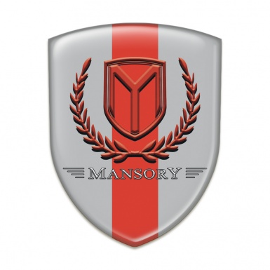 Mansory Logo Emblem Grey with Red Band and Red Logo 