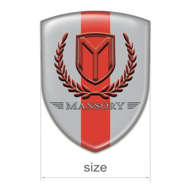 Mansory Logo Emblem Grey with Red Band and Red Logo 