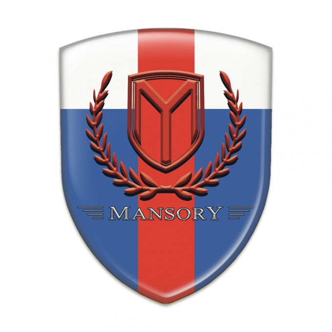 Mansory Domed Emblem Blue White with Red Band and Red Logo 