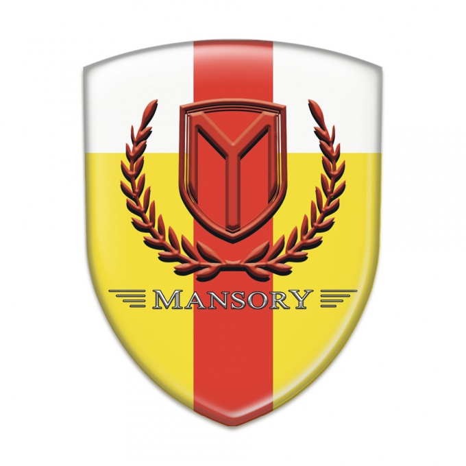 Mansory Silicone Emblem Yellow White with Red Band and Red Logo