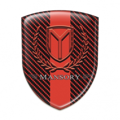 Mansory Silicone Car Decal Badge Red Carbon Red Band and Red Logo 
