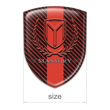 Mansory Silicone Car Decal Badge Red Carbon Red Band and Red Logo 