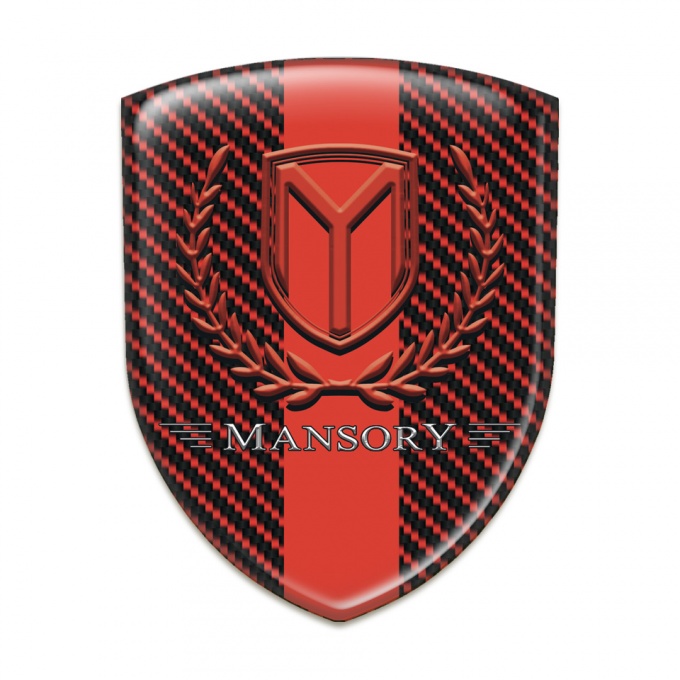 Mansory Silicone Car Decal Badge Red Carbon Red Band and Red Logo 