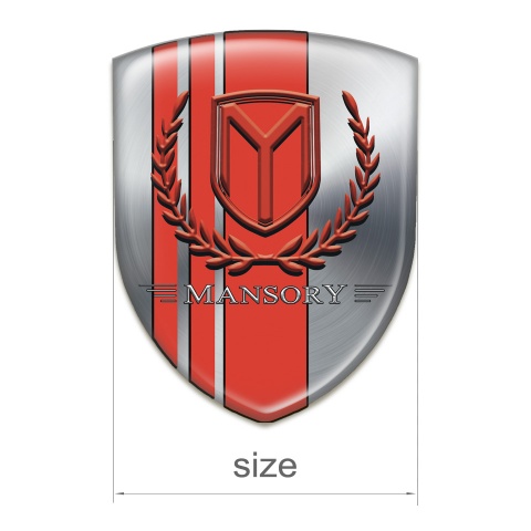 Mansory Auto Emblem Silver with Red Tapes red Logo 