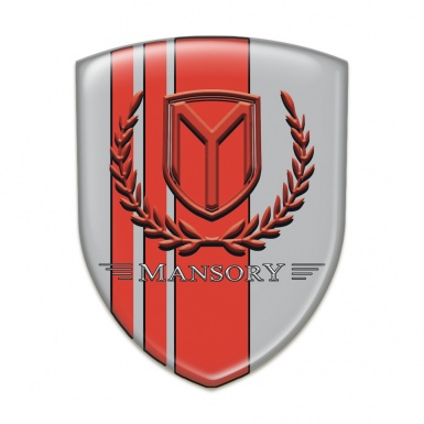 Mansory Self Adhesive Emblem Logo Grey with Red Tapes red logo