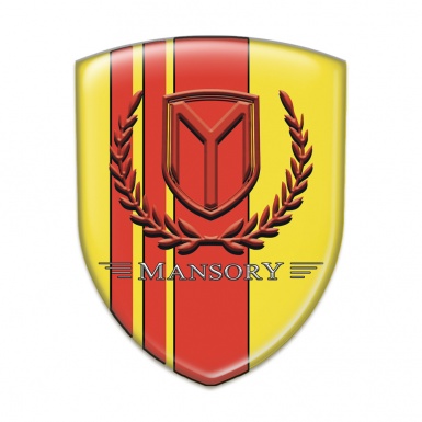 Mansory 3D Gel Emblem Yellow with Red Tapes Red Logo 