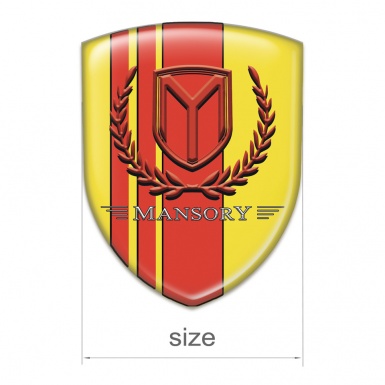 Mansory 3D Gel Emblem Yellow with Red Tapes Red Logo 