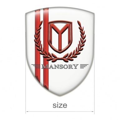 Mansory Tuning Emblem White with Red Lines and Red Logo 