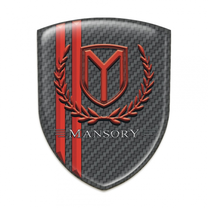 Mansory Silicone Emblem Dark Grey Carbon with Red Lines Edition 
