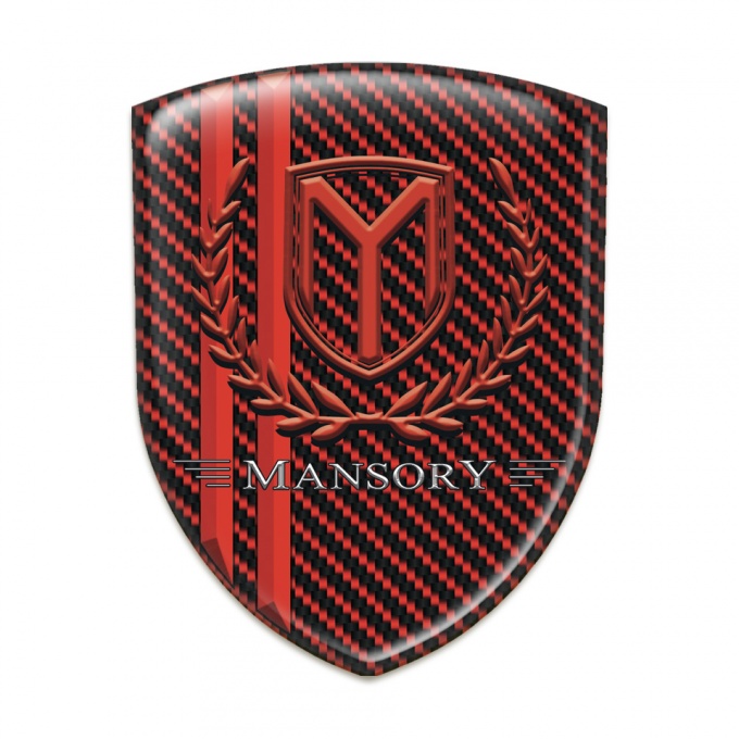 Mansory Self Adhesive Car logo Emblem Red carbon Red Lines 