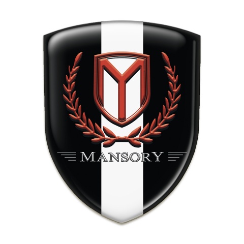 Mansory Silicone Car Decal Badge Black with White tape Red Logo 