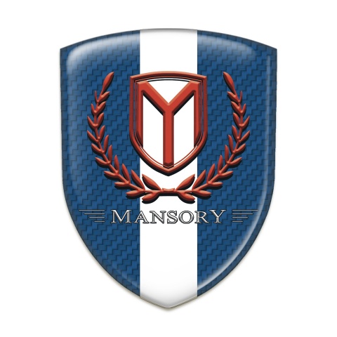 Mansory Silicone Emblem Blue Carbon with White Band and Red logo 
