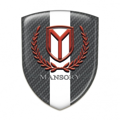 Mansory Resin Sticker dark Blue carbon with White Tape and Red logo 
