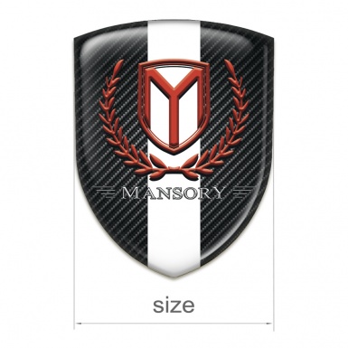 Mansory Emblem Interior dark Carbon with White Tape and Red Logo 