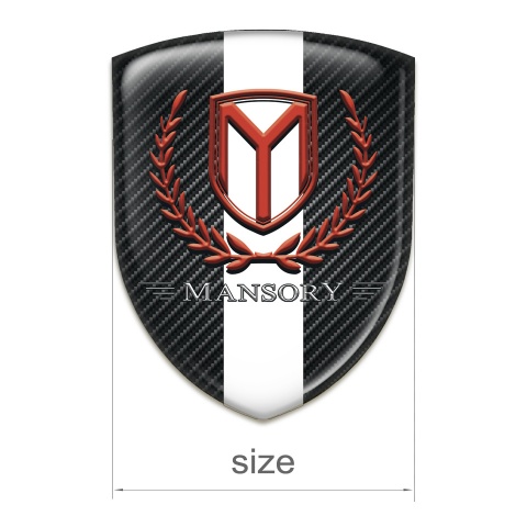 Mansory Emblem Interior dark Carbon with White Tape and Red Logo 