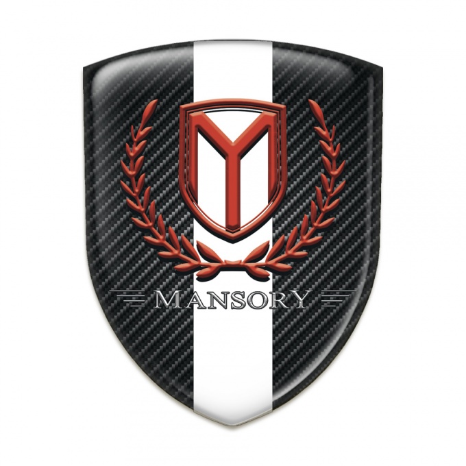 Mansory Emblem Interior dark Carbon with White Tape and Red Logo 