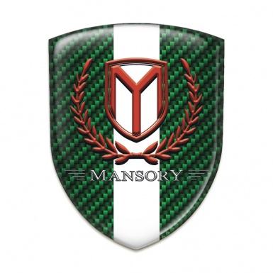 Mansory Car Accessories Badge green carbon with White Tape and Red logo 
