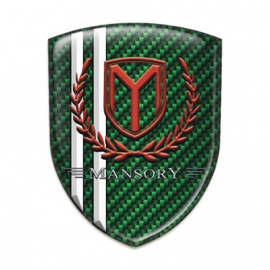 Mansory Self Adhesive Emblem Logo Green Carbon White Stripes 