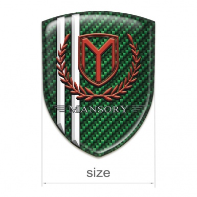 Mansory Self Adhesive Emblem Logo Green Carbon White Stripes 