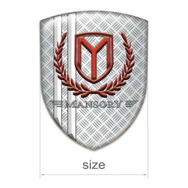 Mansory Silicone Emblem Mesh Effect with White stripes and Red Logo 