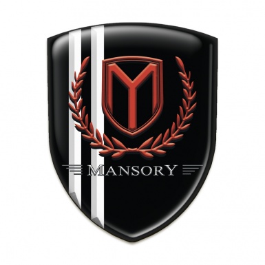 Mansory Logo Emblem Black with White Stripes 