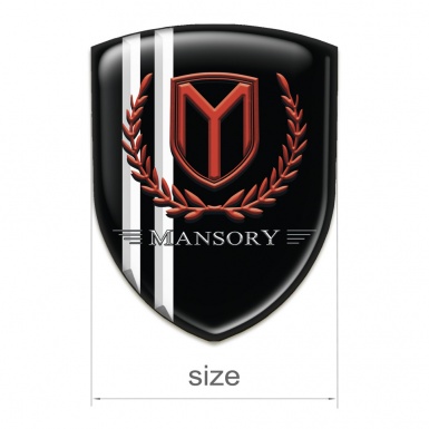 Mansory Logo Emblem Black with White Stripes 