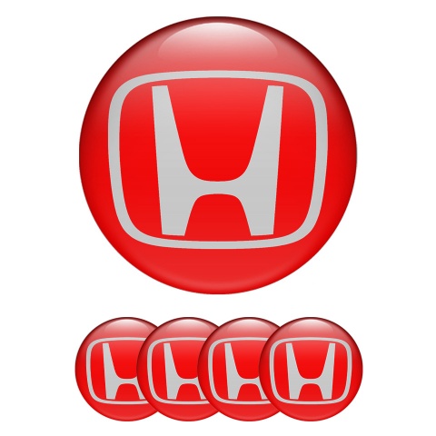 Honda Wheel Domed Emblems for Center Cap Red Grey