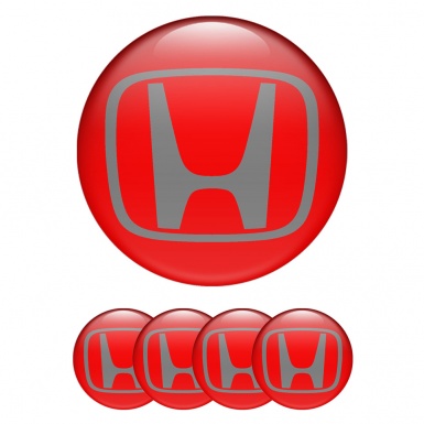 Honda Wheel Emblems for Center Cap Red Grey