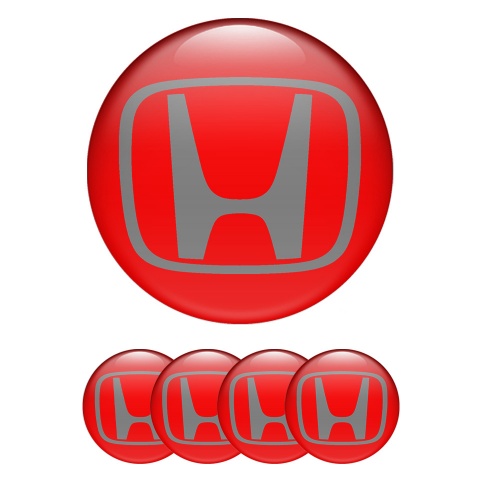 Honda Wheel Emblems for Center Cap Red Grey