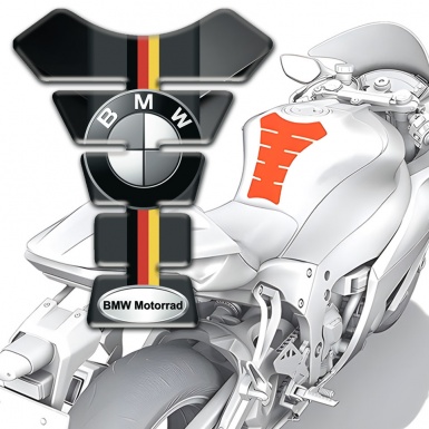 BMW Tank Pad Protector Silicone Sticker Dark base with German Flag Print 