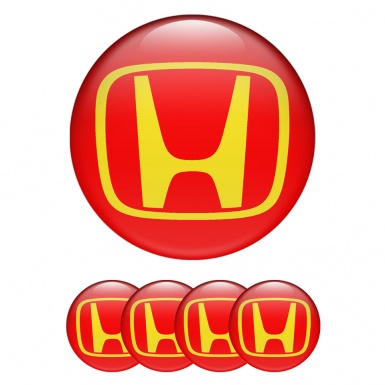 Honda Emblems for Wheel Center Caps Red Yellow