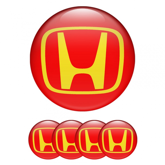 Honda Emblems for Wheel Center Caps Red Yellow