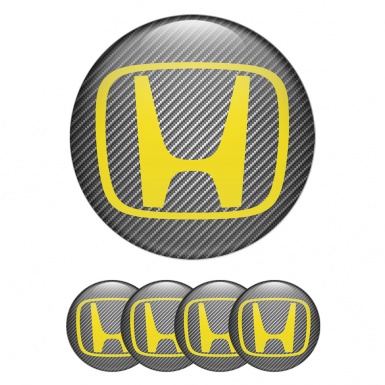 Honda Wheel Emblems for Center Caps Carbon Yellow