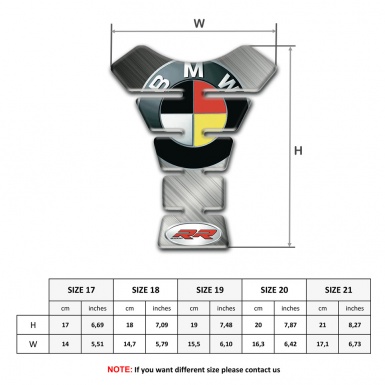 BMW RR Tank Guard Pads polished Grey Base German Flag Logo Style 