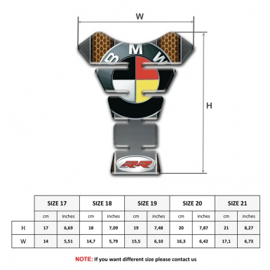 BMW RR Tank Pad Protector Honeycomb Base Motif and German Flag Logo 